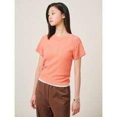 25SS 코튼 혼방 주름 반소매 풀오버 - 코럴 BF5451C067
