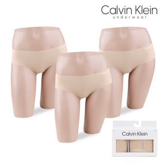 Calvin Klein [캘빈클라인 언더웨어] 여자속옷 노라인 힙스터 삼각팬티 QD3559 베어 3장세트