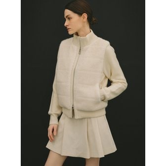 에이틴오비어 [Eco Fur] LUX Padded-Combo Wool Knit Jacket