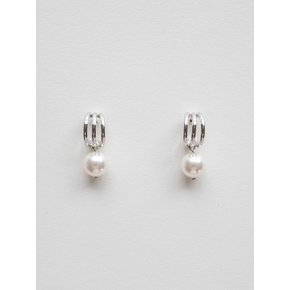 Curved line pearl drop earring