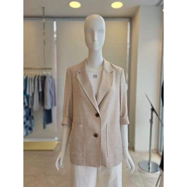 [여주점] [더 아이잗] 여성 린넨 롤업 7부 싱글 투버튼 재킷(IS4M0JK741)