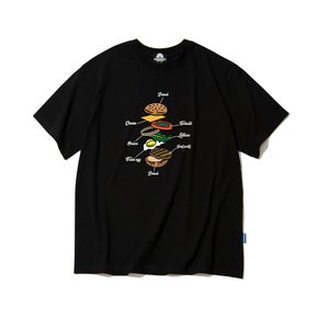 HAMBURGER RECIPE GRAPHIC 티셔츠 - 블랙