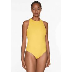 5179354 OYSHO HALTER - Swimsuit light yellow