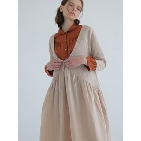 french shirring gathered dress-3color(beige)