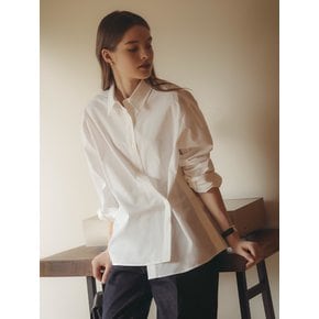 Side button slit wrap shirt_Ivory