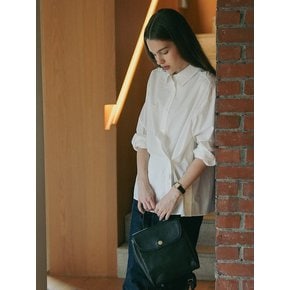 Side button slit wrap shirt_Ivory