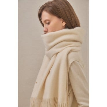 테라누고 cashmere 100%  constans mufler over size - White