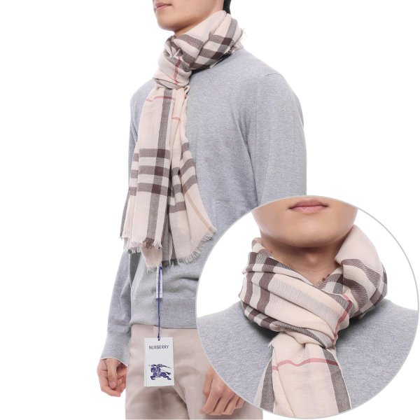 [부산점] 25SS 남성 체크 울 머플러 (8102536 ALABASTER PINK M 25S)