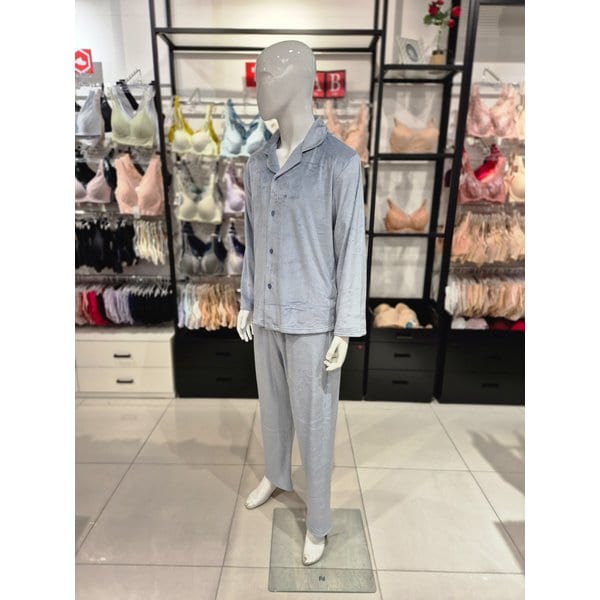 [시흥점] S 비너스) 벨로아 극세사 남성 파자마 세트 VPA4485M-BU