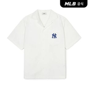 [코리아공식]다이아 모노그램 자가드 오픈카라 반팔 셔츠 NY (White)