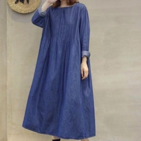 핀턱 오버핏 엄마옷 중년 데일리 청 원피스 (13124491)