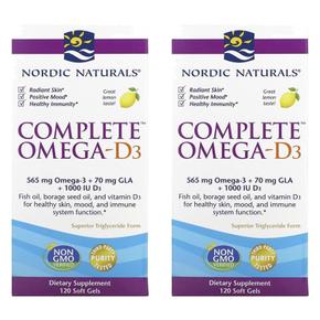 [해외직구] Nordic Naturals 노르딕내추럴 컴플리트 오메가 D3 레몬맛 120소프트겔 2팩