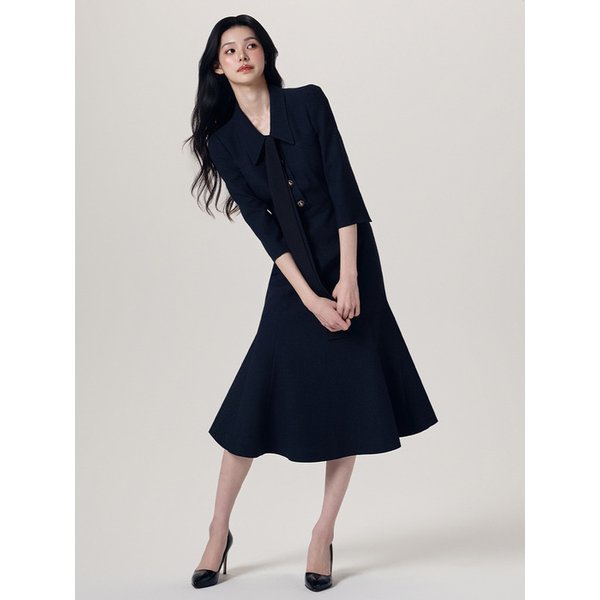 ROSE MERMAID TIE DRESS - navy