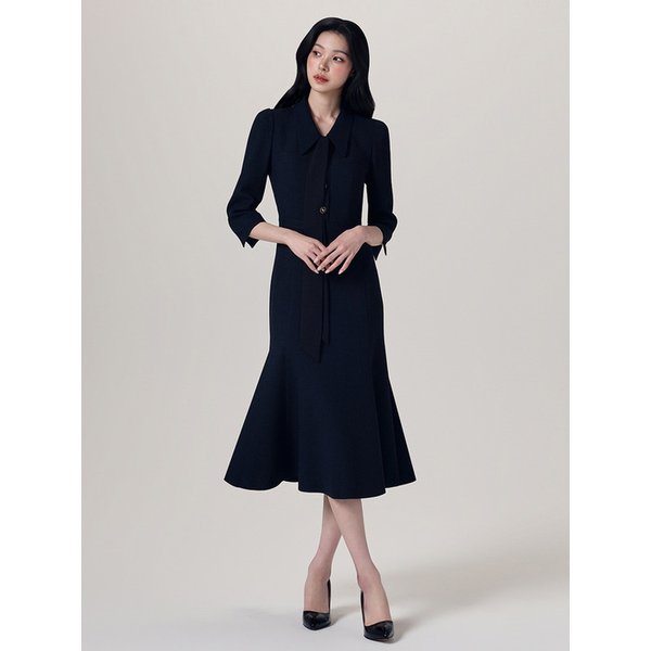 ROSE MERMAID TIE DRESS - navy