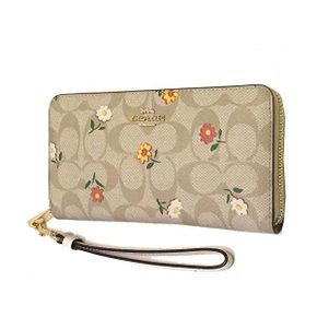 미국 코치 여성지갑 COACH Long Zip Around Wallet in Signature Canvas with Nostalgic Ditsy P