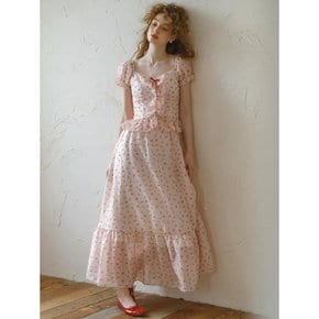 Cest_Polka-dot bow ruffled dress