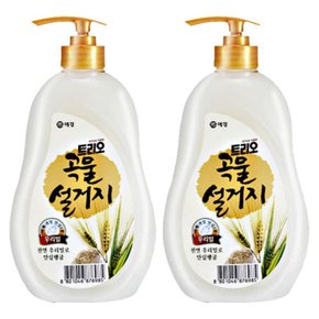 트리오 곡물 설거지 우리밀 주방세제 용기 750ml X2개