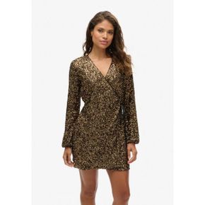 5103708 Superdry SEQUIN WRAP MINI - Cocktail dress / Party gold mega sequin