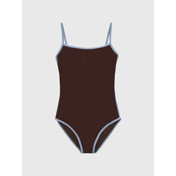 Back-open slit Minimal Swim Suit_BROWN