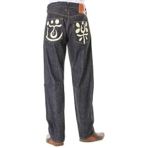 일본 에비수 청바지 EVISU JEANS 2836in Hemmed Evis Jeans No2 2001 Doodle Paint Mark Dourak