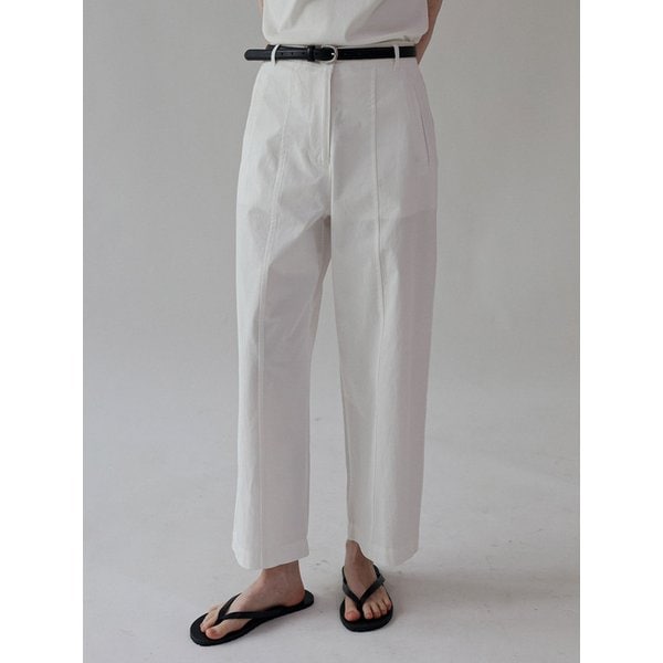 이지 절개 뒷밴딩 팬츠_ivory