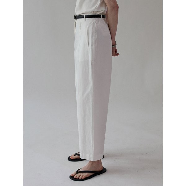 이지 절개 뒷밴딩 팬츠_ivory
