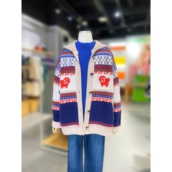 베네통 [여주점] 자카드 후드 니트 가디건 (BAKCA9561)