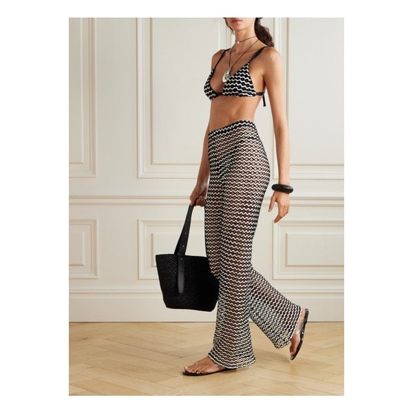 사라 크리스티나 플라야 투톤 크로셰 와이드 팬츠 블랙 46376663162871738