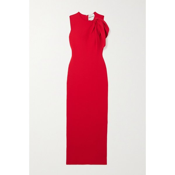 레이디 노티드 스트레치 저지 맥시 드레스 레드