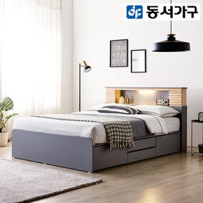 블랑 편백 LED 헤드 4서랍 Q침대+독립매트리스 DF920345