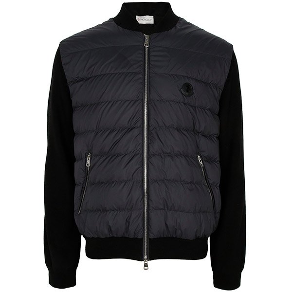 [부산점] 몽클레어 블랙 로고 니트 믹스 구스 다운 집업 자켓 9B00011 M1367 999