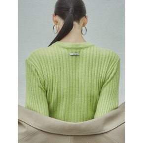 Crop Ribbed Cashmere Wool Knit_CTK203(Lime)