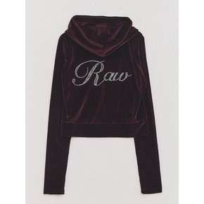 Cubic Logo Velvet Slim-fit Zipup Wine