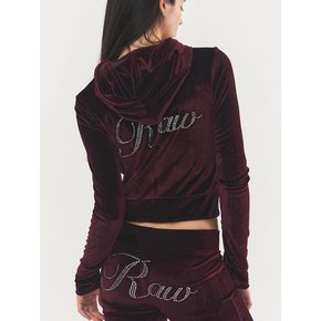 Cubic Logo Velvet Slim-fit Zipup Wine