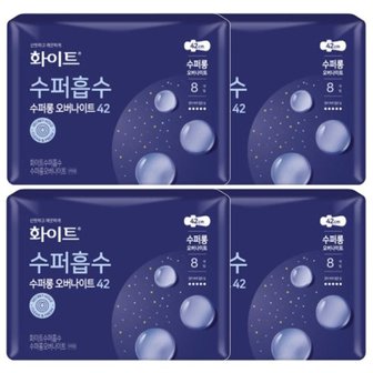 땡큐온 화이트 수퍼흡수 수퍼롱 오버나이트 생리대 8개 x4팩_P305945086