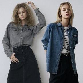[트루릴리전] 25FW 여성 가을 프린트 데님셔츠 2종세트