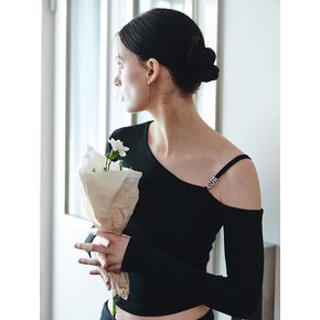 STRING ONE SHOULDER T [BLACK]