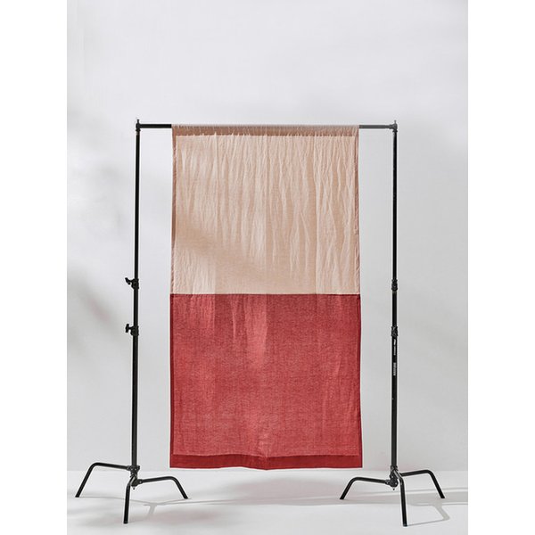 프리미엄리넨 투톤 한폭 커튼 내츄럴핑크베이지+버건디