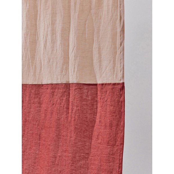 프리미엄리넨 투톤 한폭 커튼 내츄럴핑크베이지+버건디