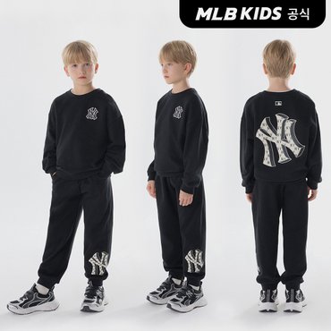 MLB키즈 (공식)24FW 클래식 모노그램 기모 빅럭스 맨투맨 세트 NY (Black) 7AS2M0246-50BKS