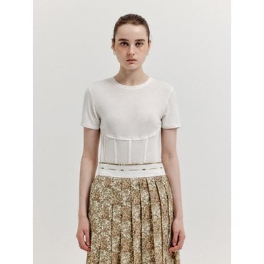 EENK XESLEY Short Sleeve Bustier T-shirt - White