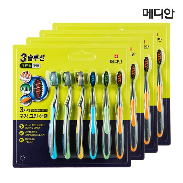 트리플 솔루션 칫솔 미세모 6입 4개