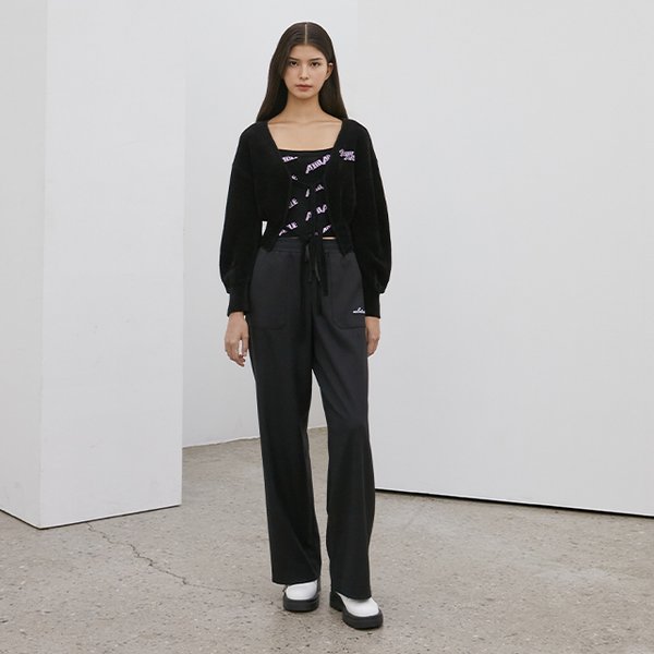 [시흥점] 여성 레터링 자수 포인트 허리밴딩 와이드 팬츠 (EQ4WP060)