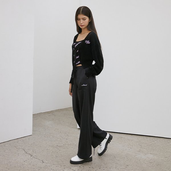 [시흥점] 여성 레터링 자수 포인트 허리밴딩 와이드 팬츠 (EQ4WP060)