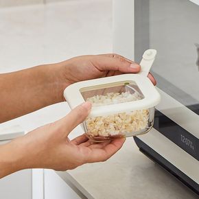 클리어 사각 유리밥보관용기 3P 320ml 베이지[35673788]