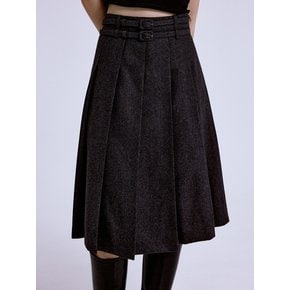 Mute wool pleats skirt 2color