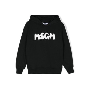 MSGM 24FW 키즈 로고 후드티 블랙 F4MSJUHS057 110