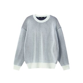 Two Tone Double Face Round Knit Pullover_ White