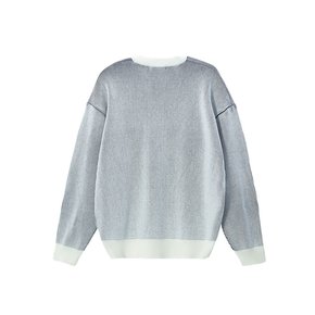 Two Tone Double Face Round Knit Pullover_ White