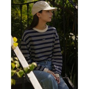 Front logo multi-strip T-shirt_Navy